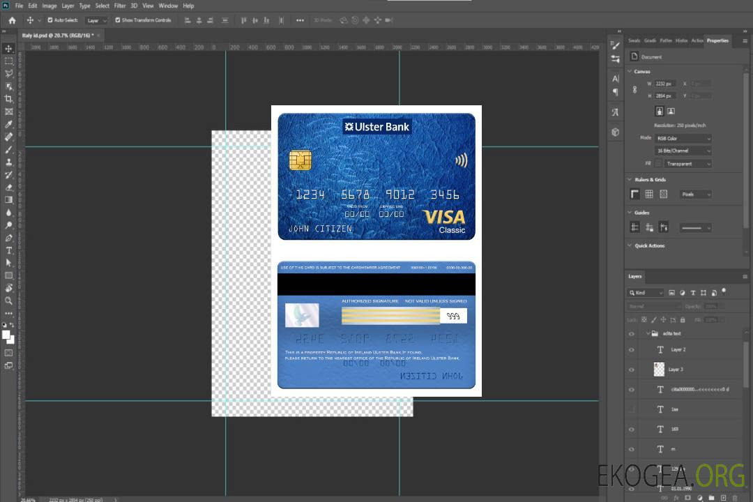 Carte Visa Classic de la République d'Irlande Ulster Bank template Carte Visa Classic de la République d'Irlande Ulster Bank template